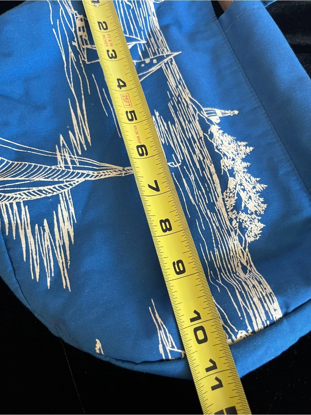 Vintage Flamstead of Vermont 70s-80s Coastal Sailboat Ocean Wood & Fabric Bag